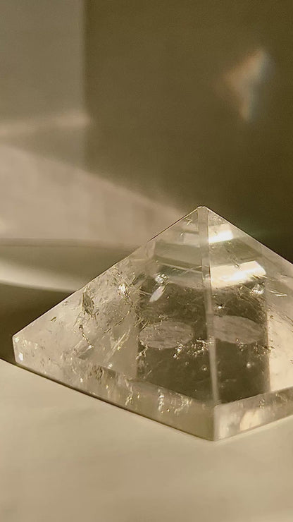 Clear Quartz Pyramid – 1.5" Geometric Cut for Clarity & Display | Mined in Brazil