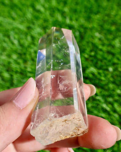 Rooted Clear Quartz Crystal Wand – Polished Point, Raw Base - Wax | Wane