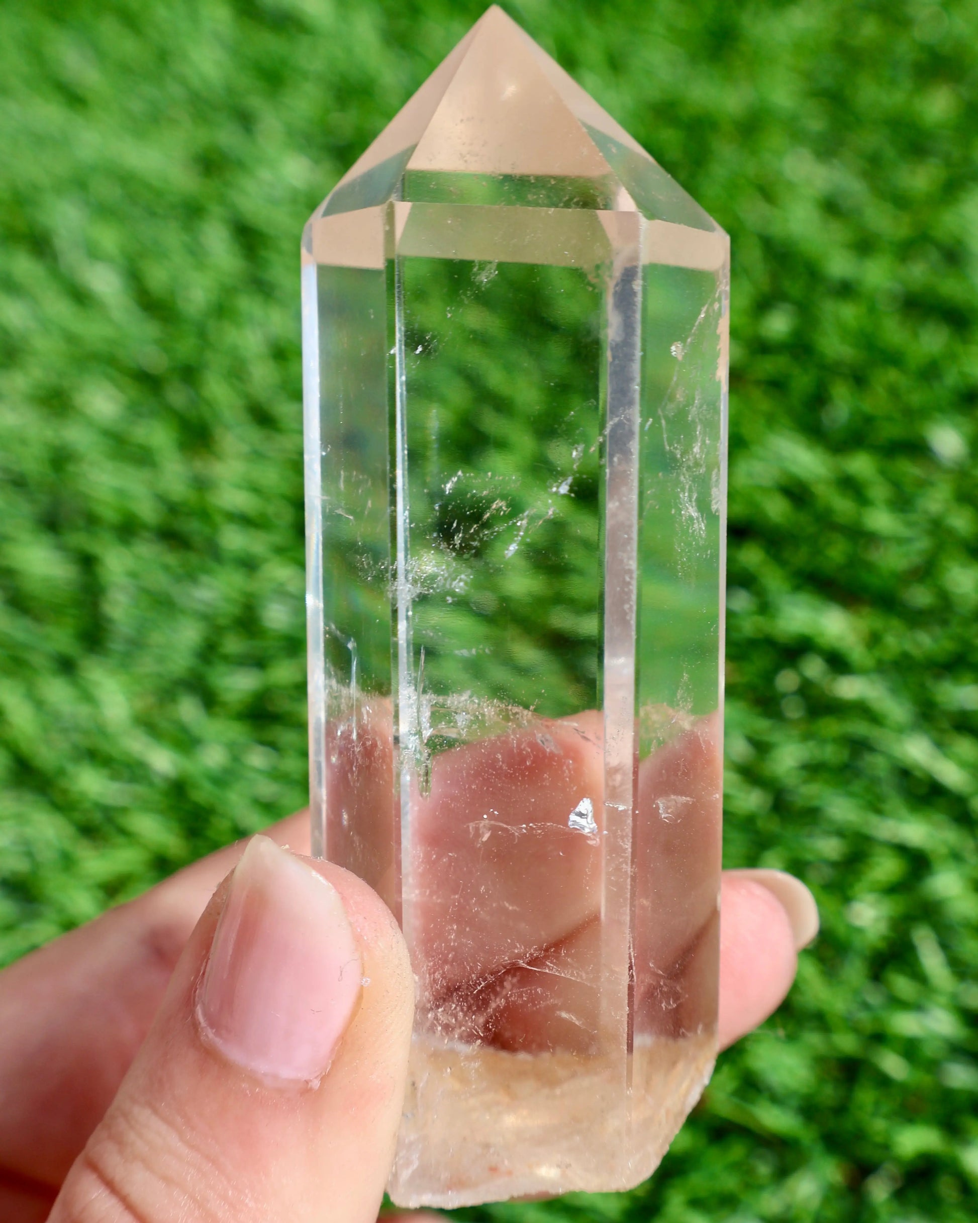 Rooted Clear Quartz Crystal Wand – Polished Point, Raw Base - Wax | Wane