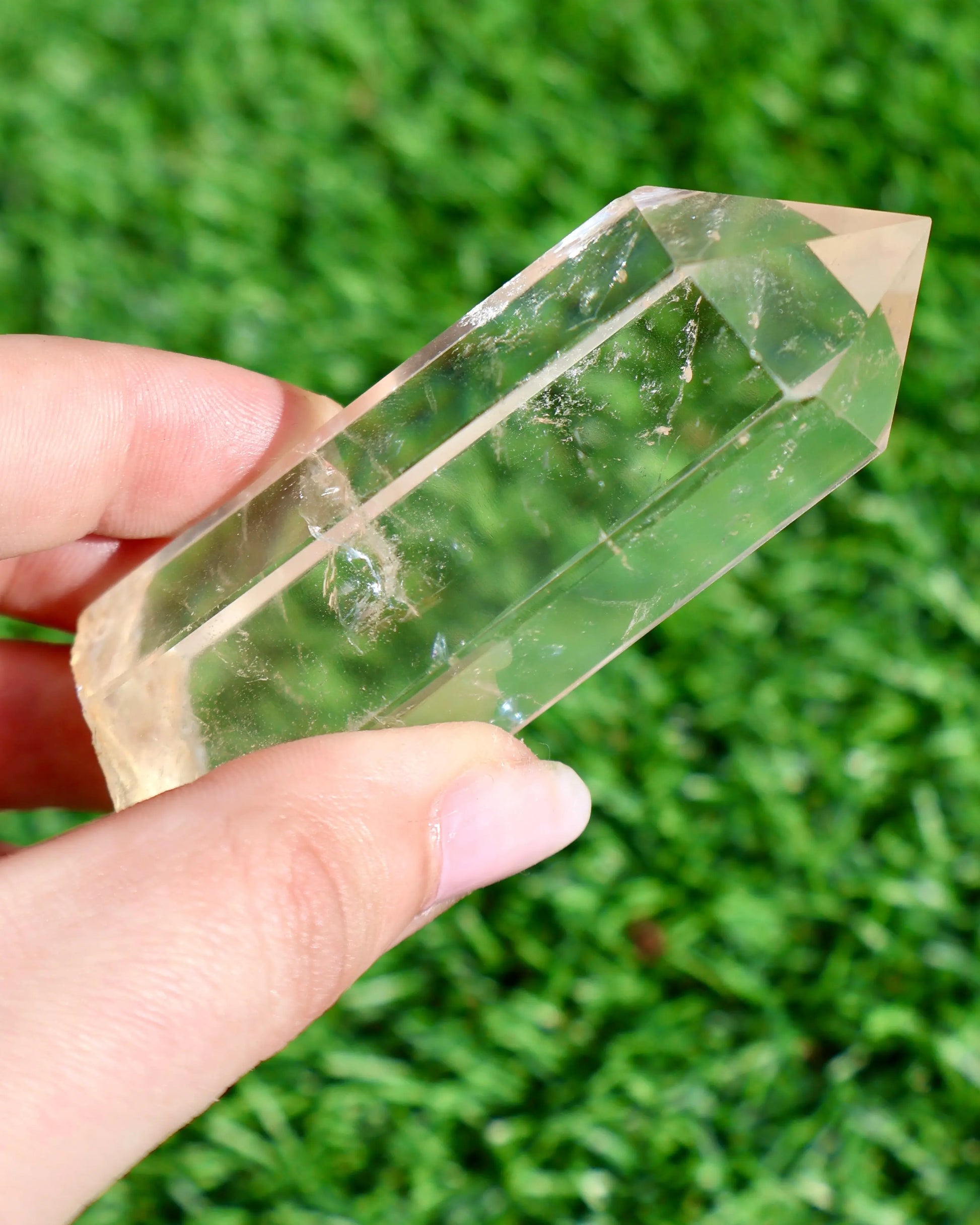 Rooted Clear Quartz Crystal Wand – Polished Point, Raw Base - Wax | Wane