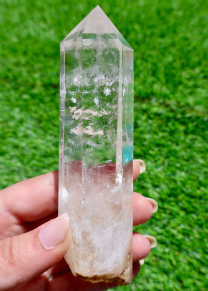 Rooted Clear Quartz Crystal Wand – Polished Point, Raw Base - Wax | Wane