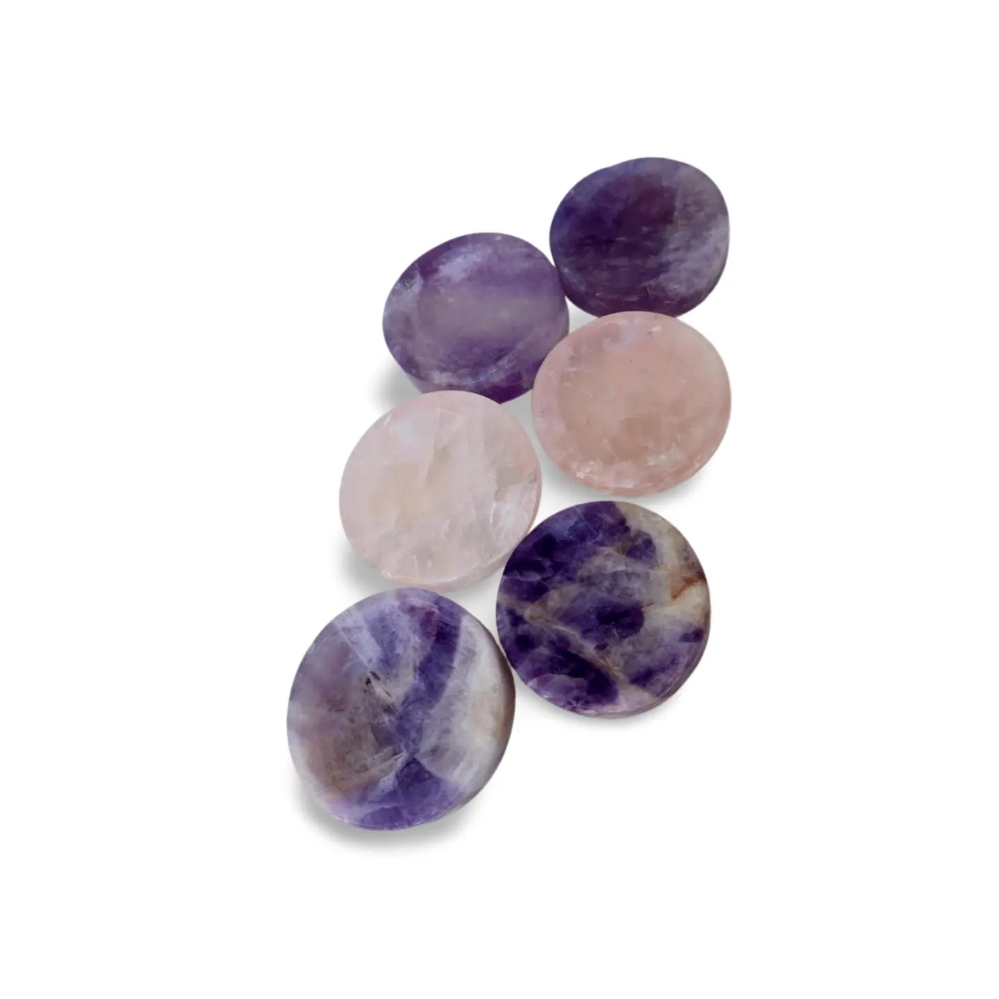 Rose Quartz & Amethyst Crystal Bowl – Jewelry Dish or Decor | Hand - Carved from Natural Stone, 2 - Inch - Wax | Wane