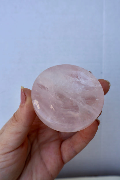Rose Quartz & Amethyst Crystal Bowl – Jewelry Dish or Decor | Hand - Carved from Natural Stone, 2 - Inch - Wax | Wane