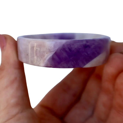 Rose Quartz & Amethyst Crystal Bowl – Jewelry Dish or Decor | Hand - Carved from Natural Stone, 2 - Inch - Wax | Wane