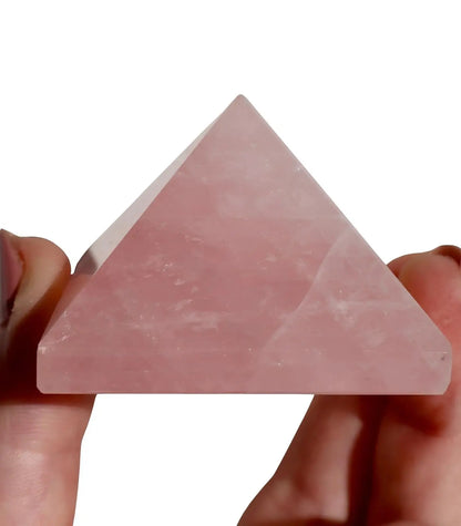 Rose Quartz Crystal Pyramid – Precision Cut and Polished Gemstone Sculpture (1–2 Inches) - Wax | Wane